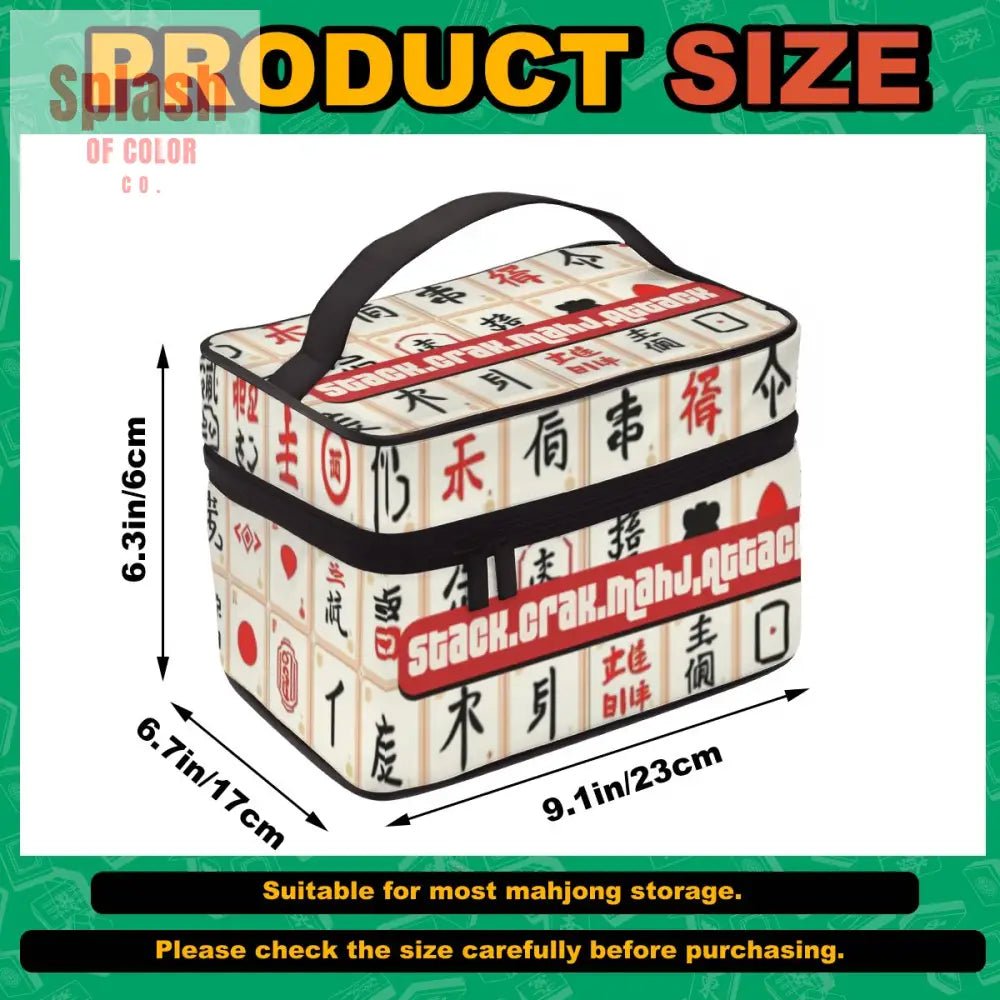 Mahjong Tile Bag, Whimsical Stack Crack Mahj Attack Portable Mahjong Bag - Splash of Color co.