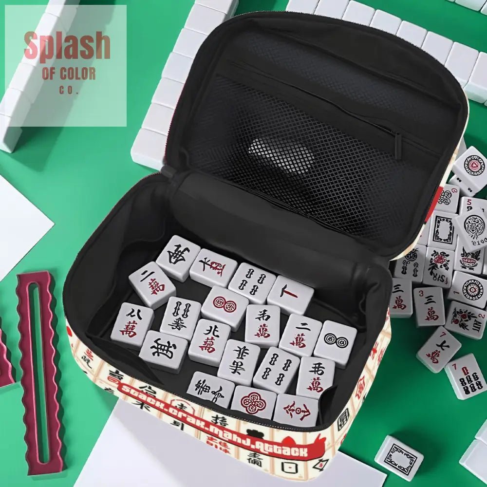 Mahjong Tile Bag, Whimsical Stack Crack Mahj Attack Portable Mahjong Bag - Splash of Color co.