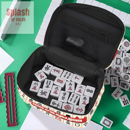 Mahjong Tile Bag, Whimsical Stack Crack Mahj Attack Portable Mahjong Bag - Splash of Color co.