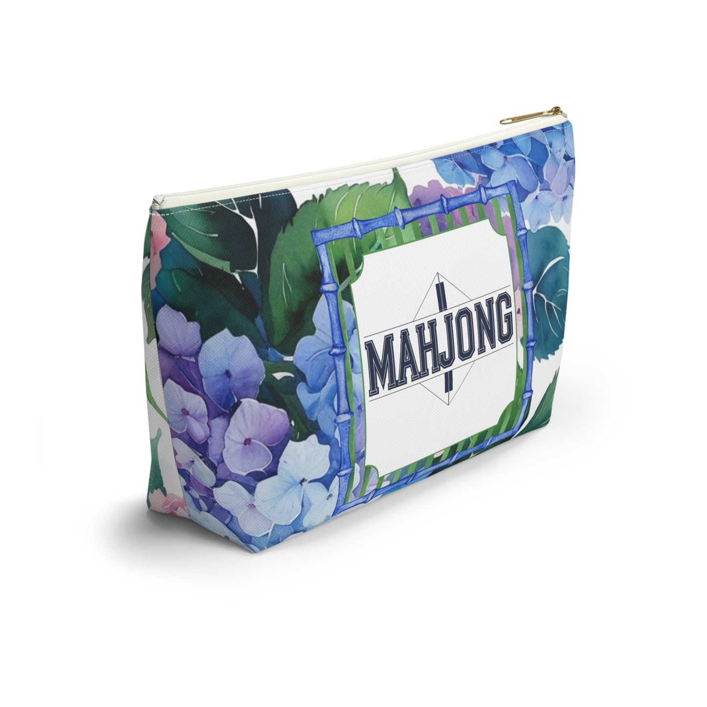 Mahjong Tile Pouch Pretty Floral Hydrangea Zippered Pouch Mahj Gift - Bags