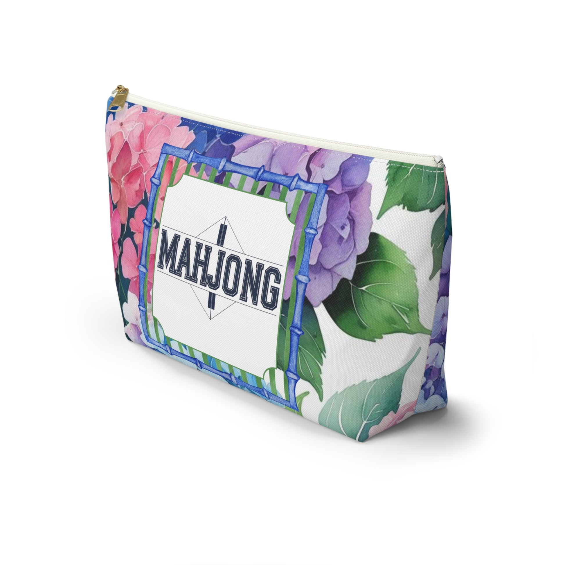 Mahjong Tile Pouch Pretty Floral Hydrangea Zippered Pouch Mahj Gift - Bags