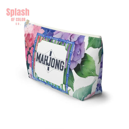 Mahjong Tile Pouch Pretty Floral Hydrangea Zippered Pouch Mahj Gift - Bags