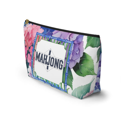 Mahjong Tile Pouch Pretty Floral Hydrangea Zippered Pouch Mahj Gift - Bags