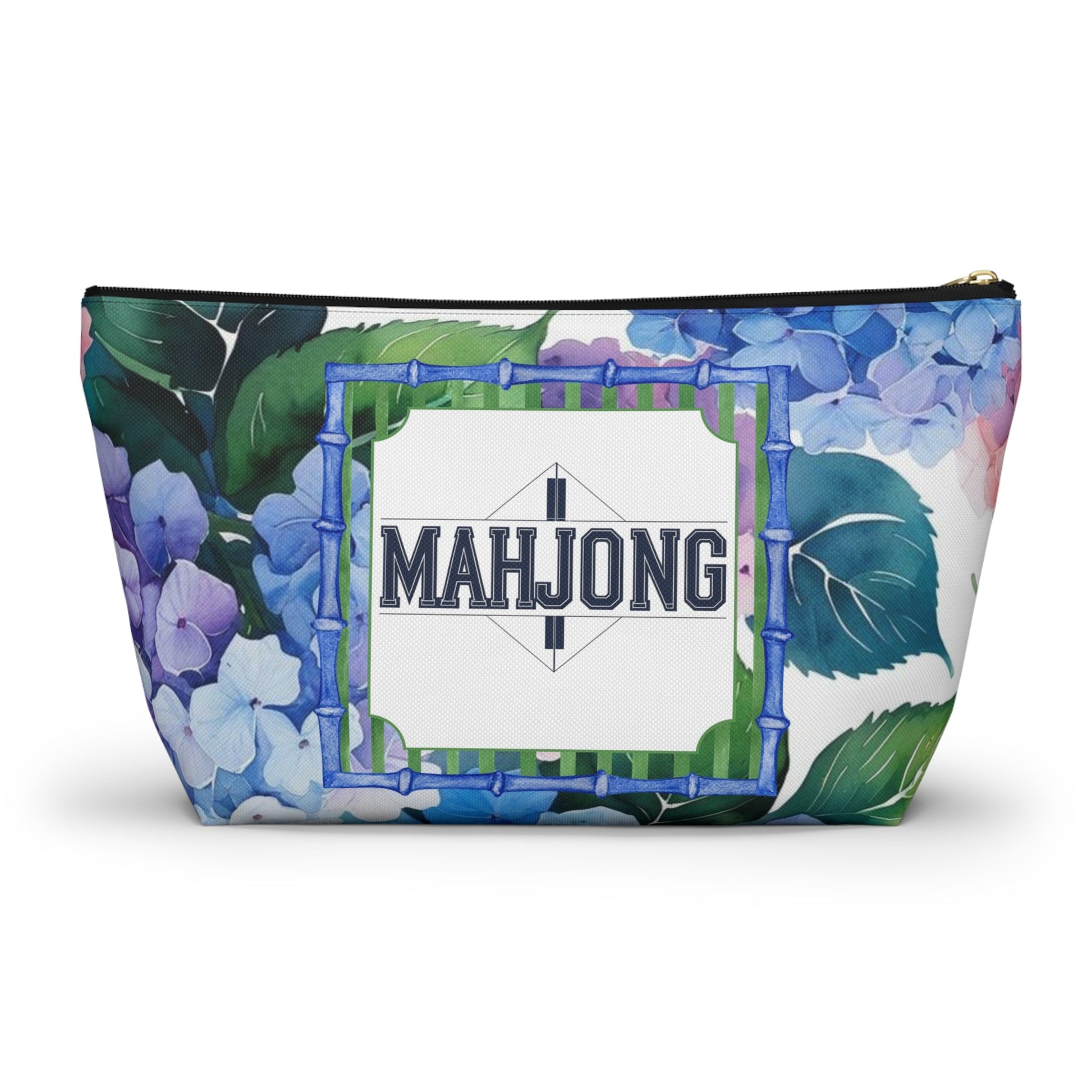 Mahjong Tile Pouch Pretty Floral Hydrangea Zippered Pouch Mahj Gift - Bags