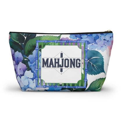 Mahjong Tile Pouch Pretty Floral Hydrangea Zippered Pouch Mahj Gift - Bags