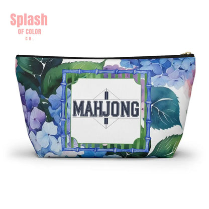 Mahjong Tile Pouch Pretty Floral Hydrangea Zippered Pouch Mahj Gift - Bags