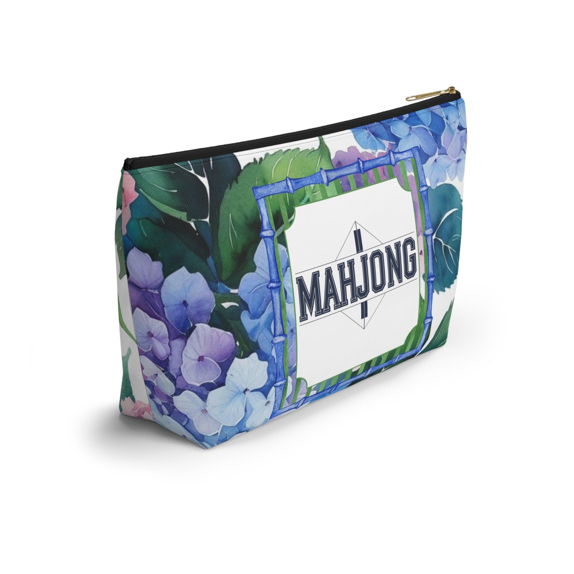 Mahjong Tile Pouch Pretty Floral Hydrangea Zippered Pouch Mahj Gift - Bags