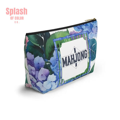 Mahjong Tile Pouch Pretty Floral Hydrangea Zippered Pouch Mahj Gift - Bags