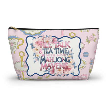 Mahjong Tile Talk And Tea Time Tile Carry Pouch - Large / Black zipper - Bags