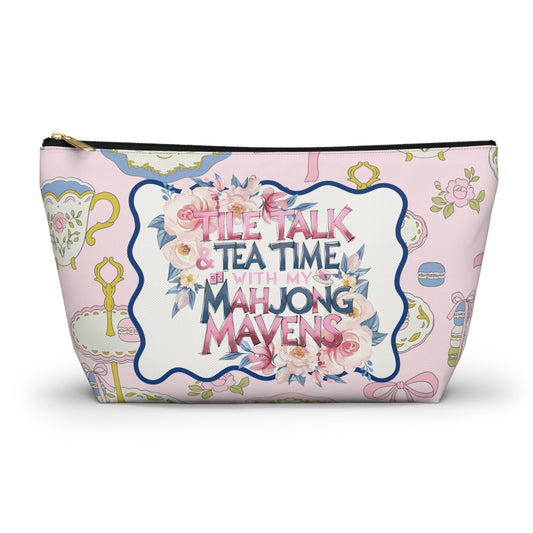 Mahjong Tile Talk And Tea Time Tile Carry Pouch - Large / Black zipper - Bags