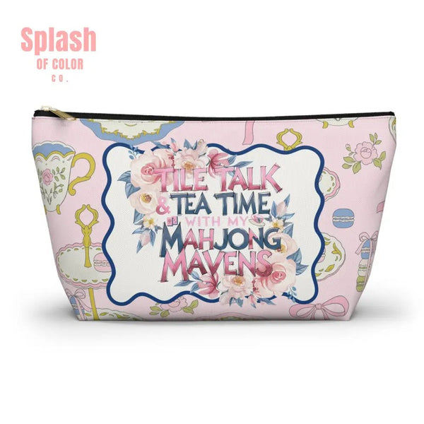 Mahjong Tile Talk And Tea Time Tile Carry Pouch - Large / Black zipper - Bags