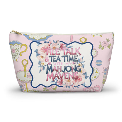 Mahjong Tile Talk And Tea Time Tile Carry Pouch - Large / White zipper - Bags