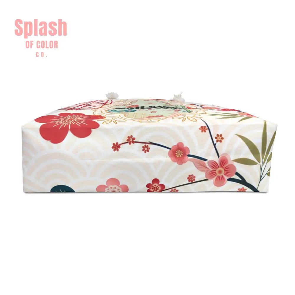 Mahjong Tile Tote Bag Mahj Accessories Mahjongg Game Night Mahjong Gift Stylish Floral Cherry Blossoms Asian Designed