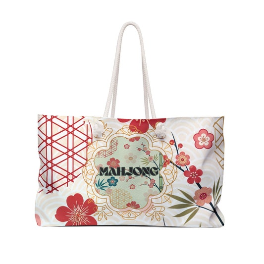 Mahjong Tile Tote Bag Mahj Accessories Mahjongg Game Night Mahjong Gift Stylish Floral Cherry Blossoms Asian Designed