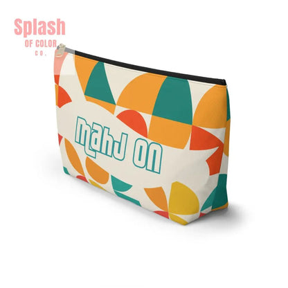Mahjong Tile Tote Pouch, Colorful Geometric Orange, Yellow, Teal Mahj On Accessory Pouch - Splash of Color co.