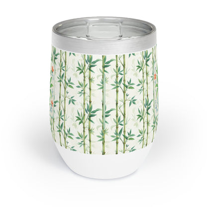 Mahjong Tile Wine Sipper Bamboo Designed Wine Tumbler | Insulated Drinkware Mahj Game Lover Mahj Mom Gifts - White