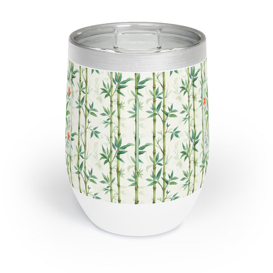 Mahjong Tile Wine Sipper Bamboo Designed Wine Tumbler | Insulated Drinkware Mahj Game Lover Mahj Mom Gifts - White
