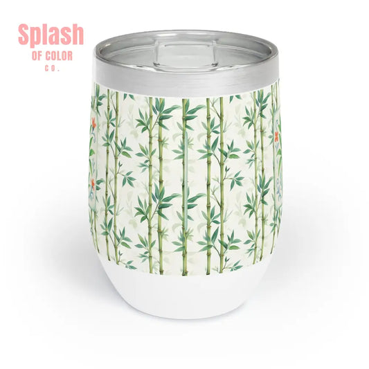 Mahjong Tile Wine Sipper Bamboo Designed Wine Tumbler | Insulated Drinkware Mahj Game Lover Mahj Mom Gifts - White