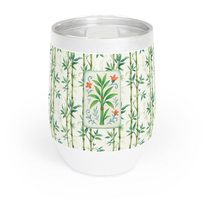 Mahjong Tile Wine Sipper Bamboo Designed Wine Tumbler | Insulated Drinkware Mahj Game Lover Mahj Mom Gifts - White