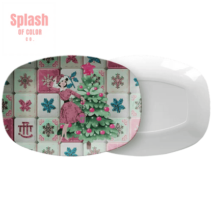 Mahjong Tiles Christmas Holiday Nostalgic Festive Party Platter - Splash of Color co.