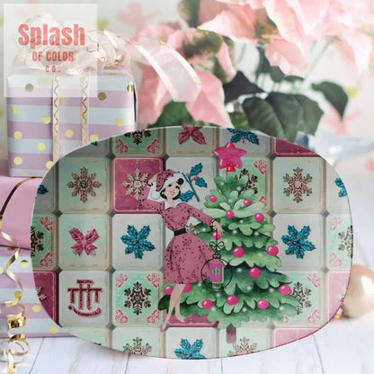 Mahjong Tiles Christmas Holiday Nostalgic Festive Party Platter - Splash of Color co.