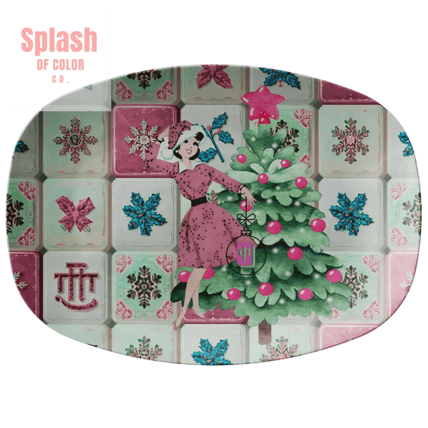 Mahjong Tiles Christmas Holiday Nostalgic Festive Party Platter - Splash of Color co.