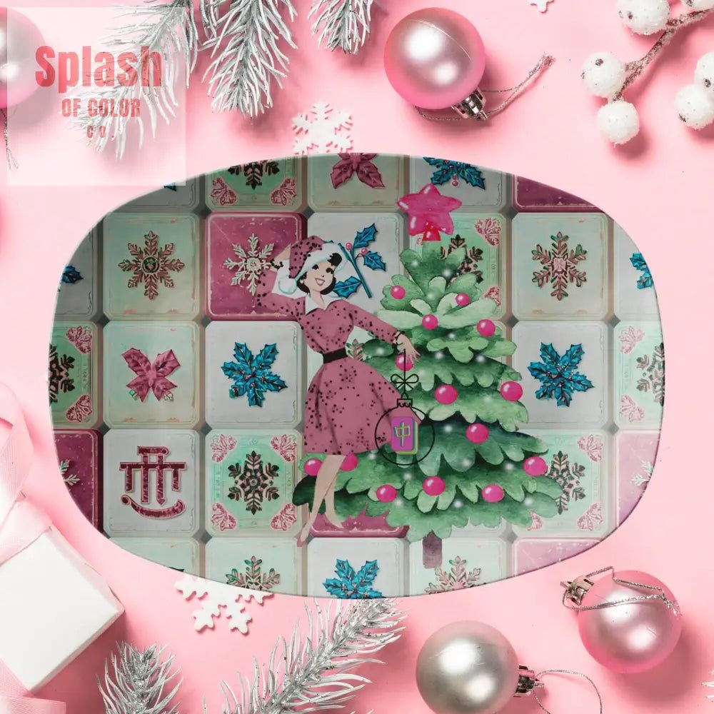 Mahjong Tiles Christmas Holiday Nostalgic Festive Party Platter - Splash of Color co.