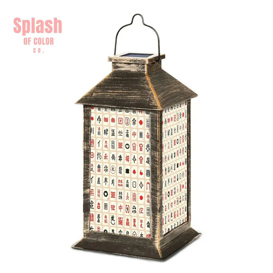 Mahjong Tiles Whimsical Garden Solar Lantern - Splash of Color co.