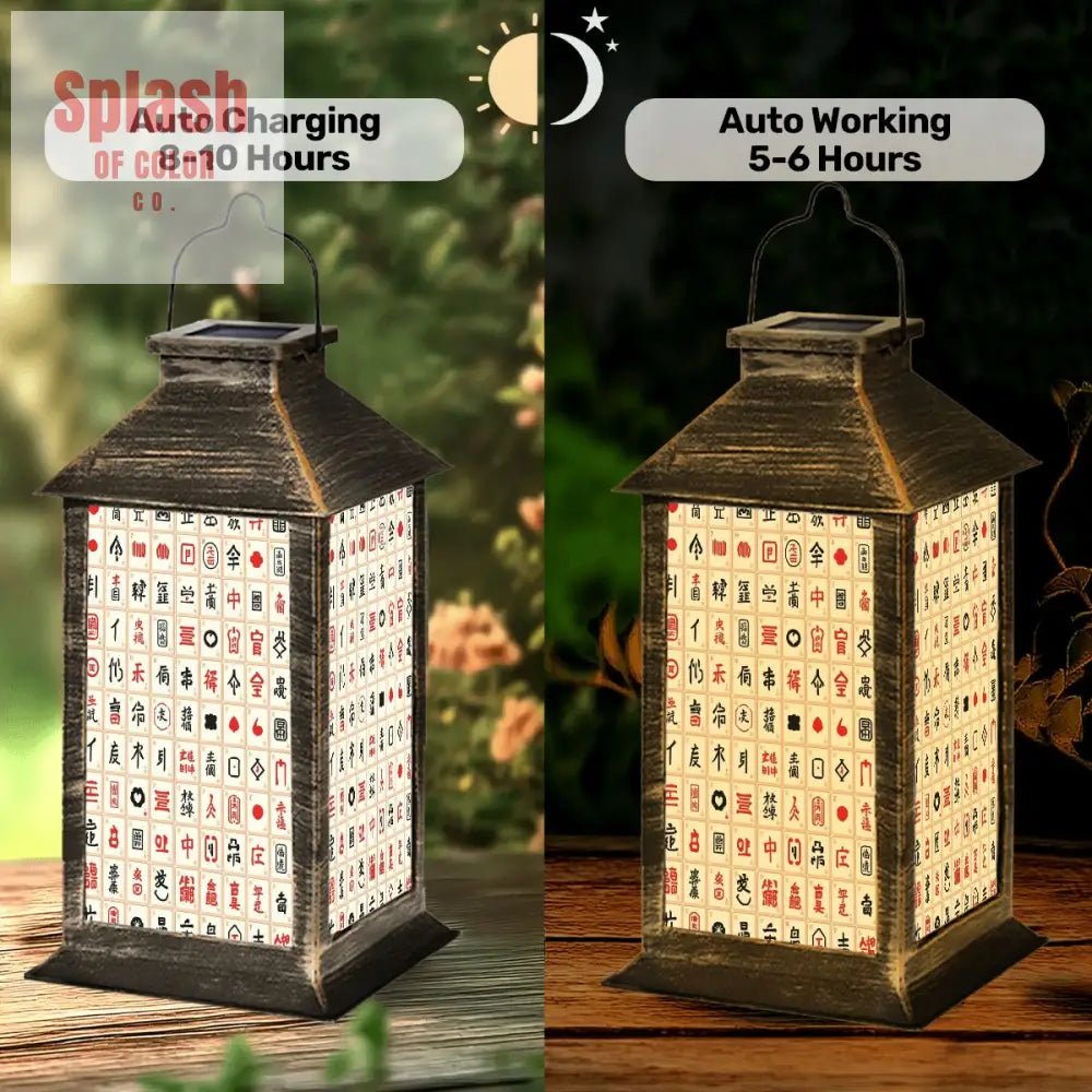Mahjong Tiles Whimsical Garden Solar Lantern - Splash of Color co.