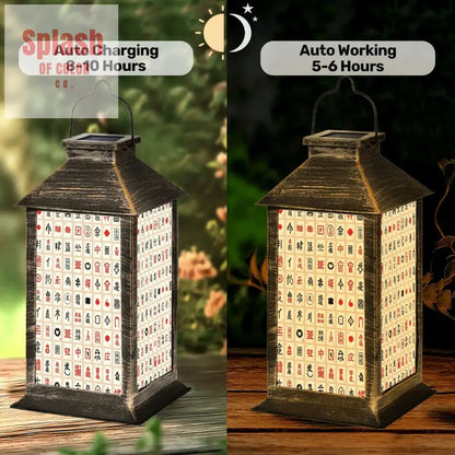 Mahjong Tiles Whimsical Garden Solar Lantern - Splash of Color co.