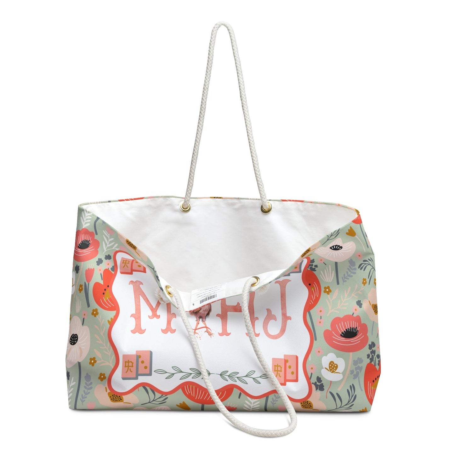 Mahjong Tote Bag Preppy Floral Watercolor Rooster Mahj Lover Mahjong Mom Gift - 24’’ × 13’’ - Bags