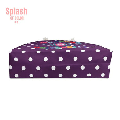 Mahjong Tote Bag Purple Polka Dot Mahjong University Weekender Bag, Stylish Travel Tote, Perfect for Gamers - Splash of Color co.