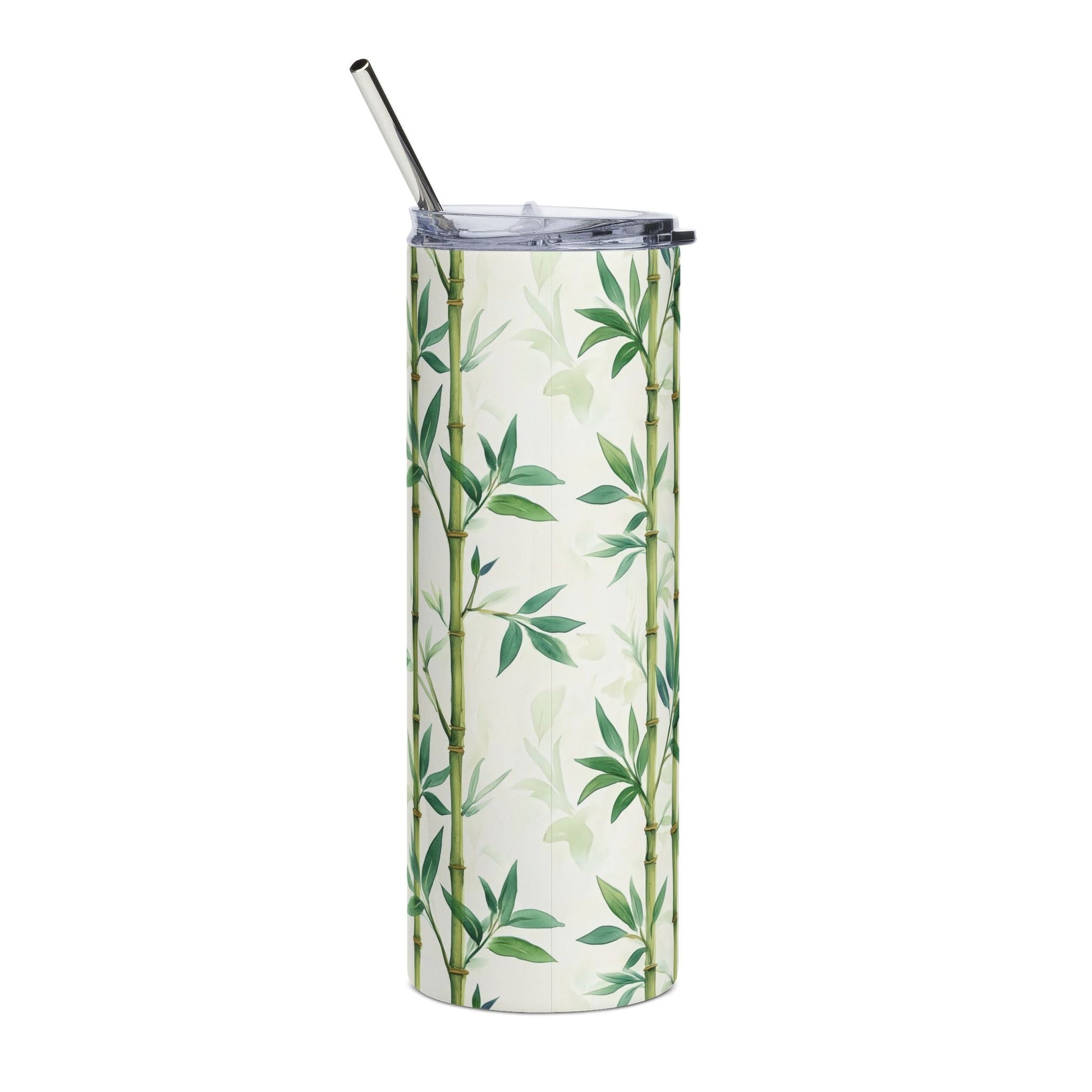 Mahjong Tumbler Gift Watercolor Bamboo Design Mahj Lover Botanical Stainless Steel Tumbler Travel Mug Summer Vibe Beach