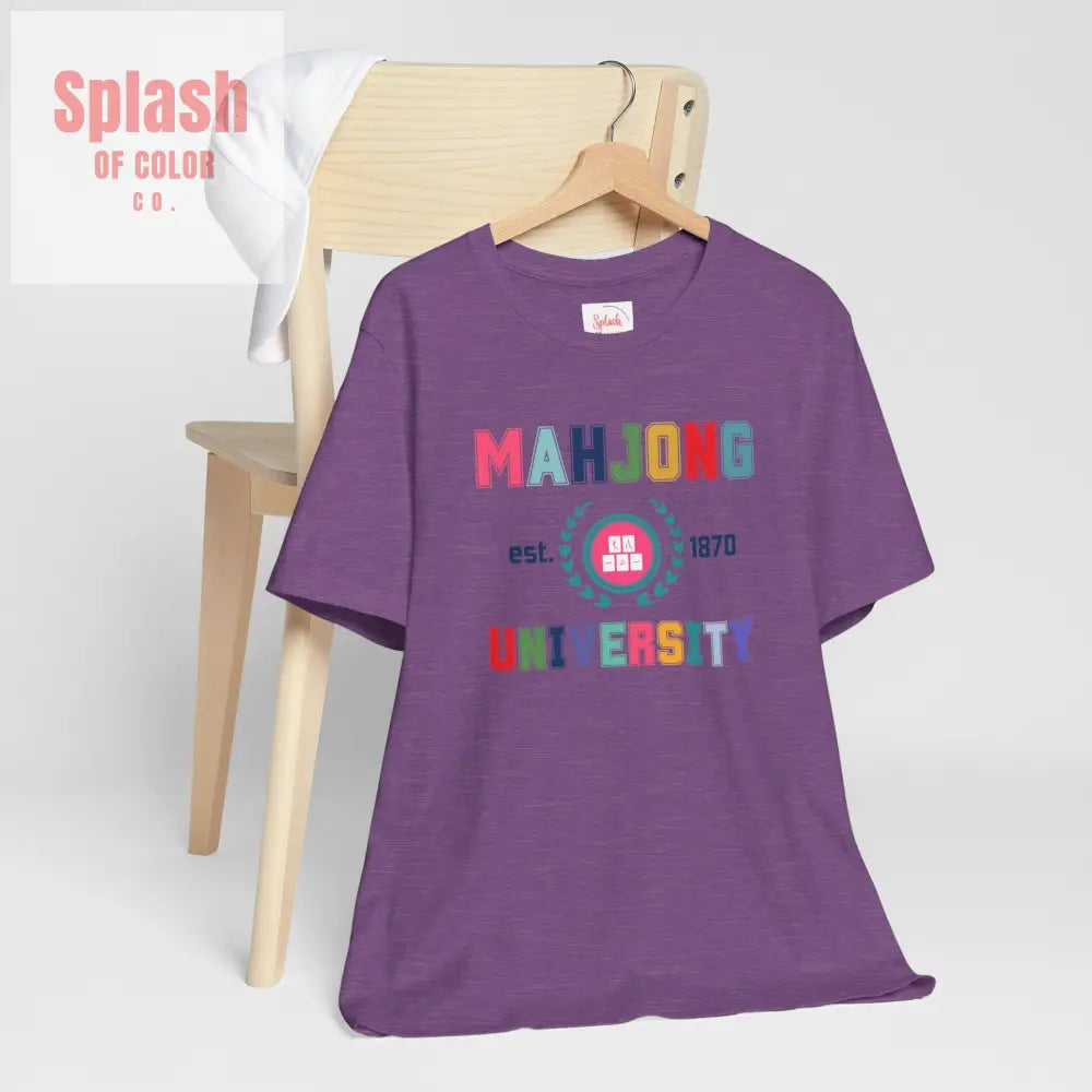 Mahjong University Unisex Tee Fun Graphic T Shirt Perfect for Casual Wear Game Nights T Shirt