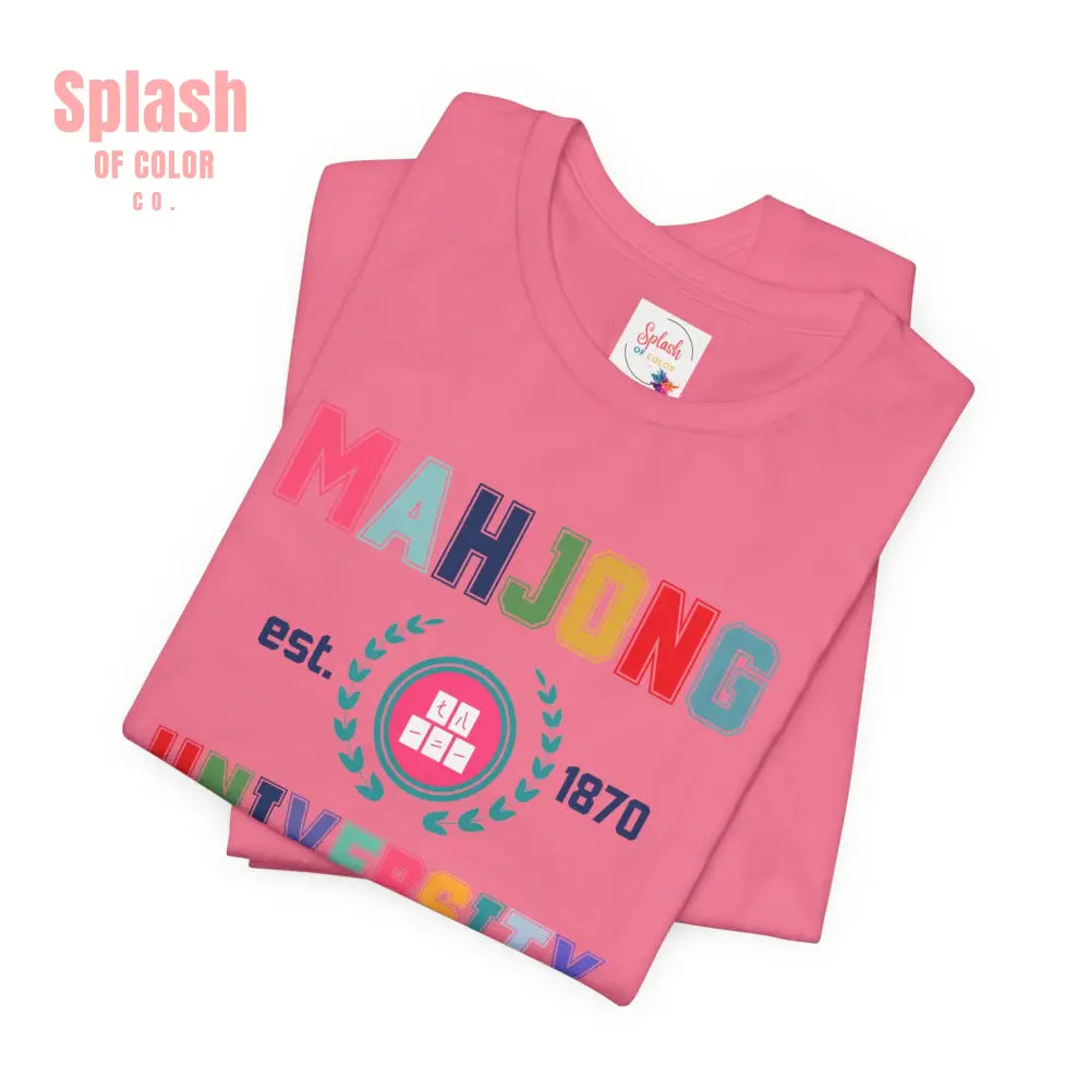 Mahjong University Unisex Tee Fun Graphic T Shirt Perfect for Casual Wear Game Nights T Shirt