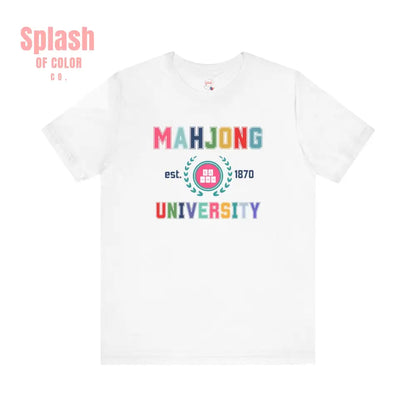 Mahjong University Unisex Tee Fun Graphic T Shirt Perfect for Casual Wear Game Nights T Shirt