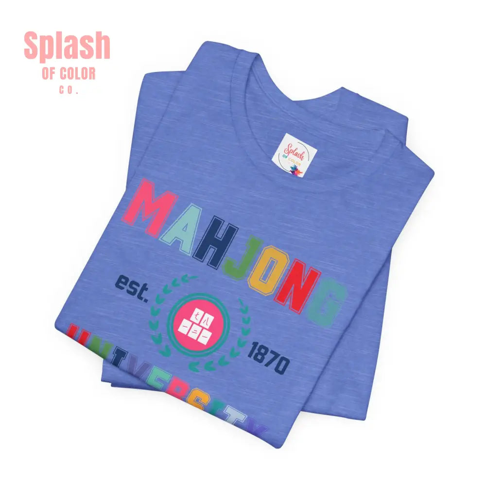 Mahjong University Unisex Tee Fun Graphic T Shirt Perfect for Casual Wear Game Nights T Shirt