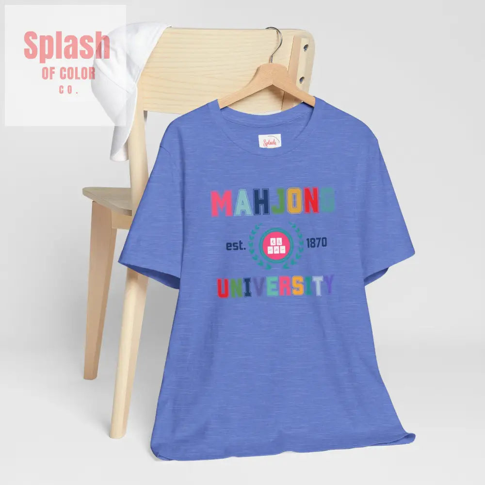 Mahjong University Unisex Tee Fun Graphic T Shirt Perfect for Casual Wear Game Nights T Shirt