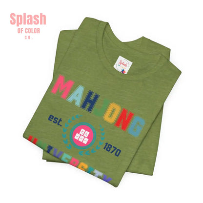 Mahjong University Unisex Tee Fun Graphic T Shirt Perfect for Casual Wear Game Nights T Shirt