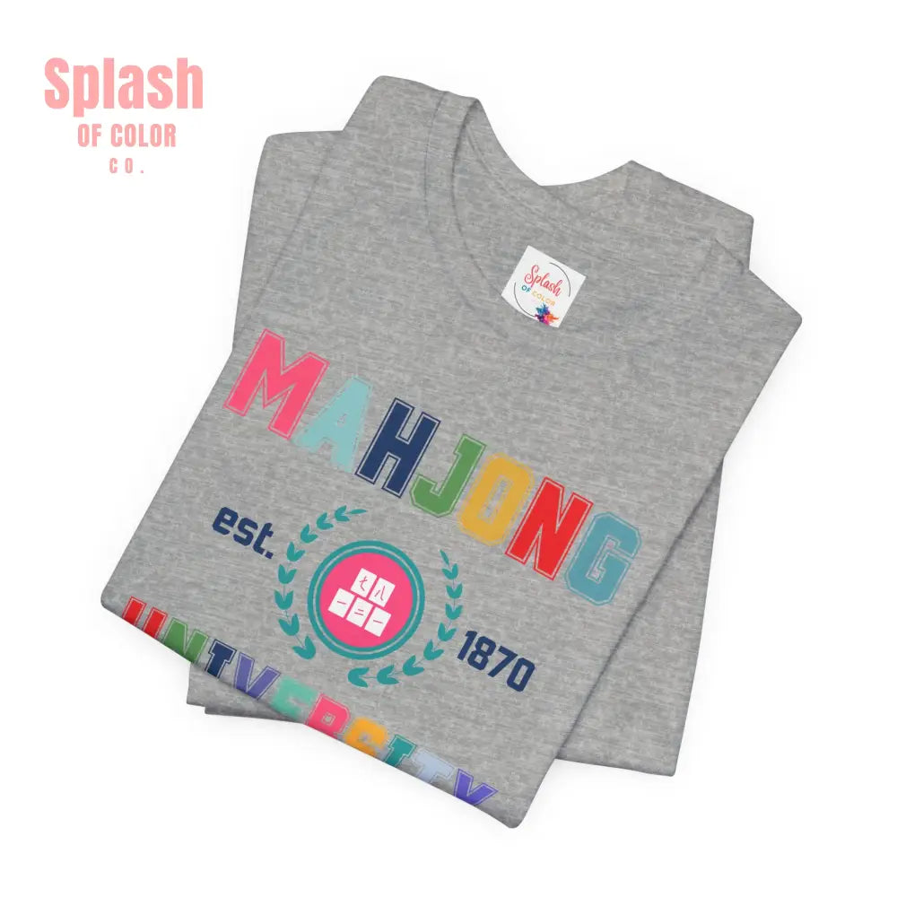 Mahjong University Unisex Tee Fun Graphic T Shirt Perfect for Casual Wear Game Nights T Shirt