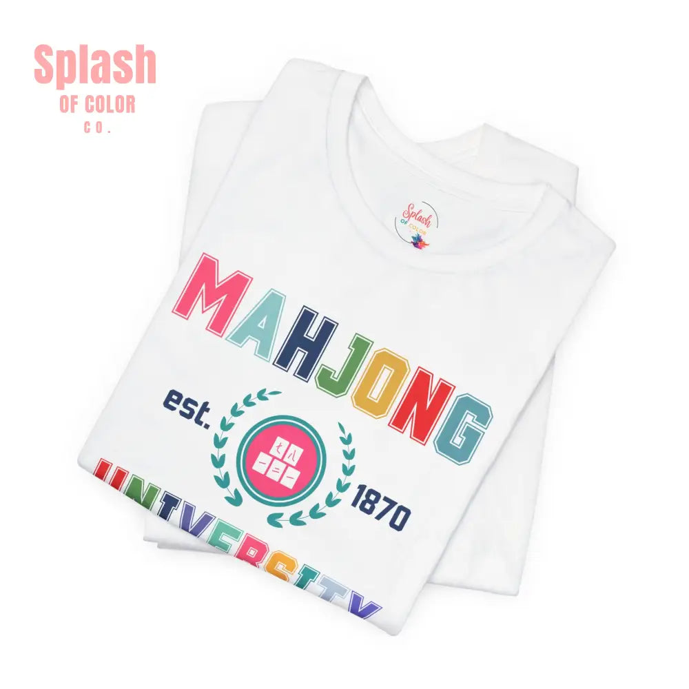 Mahjong University Unisex Tee Fun Graphic T Shirt Perfect for Casual Wear Game Nights T Shirt