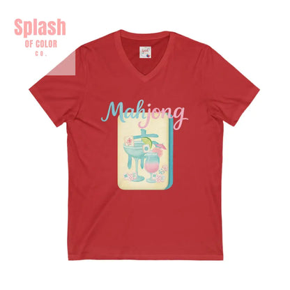 Mahjong V Neck Tee for Game Nights Relaxed Style for Board Game Lovers Perfect Gift for Mahjong Enthusiasts Casual Wear