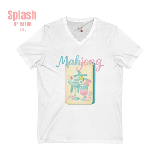 Mahjong V Neck Tee for Game Nights Relaxed Style for Board Game Lovers Perfect Gift for Mahjong Enthusiasts Casual Wear