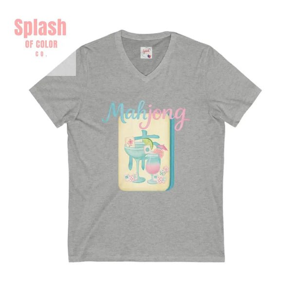Mahjong V Neck Tee for Game Nights Relaxed Style for Board Game Lovers Perfect Gift for Mahjong Enthusiasts Casual Wear