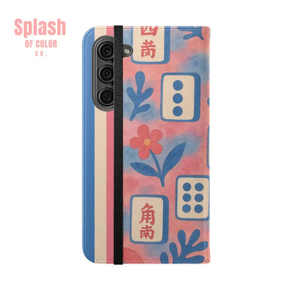 Mahjong Watercolor Artistic Flip Case for Phones Stylish Wallet Cover Trendy Phone Accessory Ideal Gift for Friends