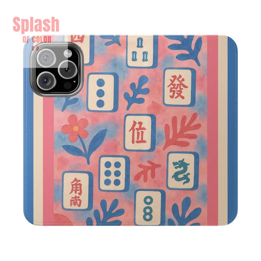 Mahjong Watercolor Artistic Flip Case for Phones Stylish Wallet Cover Trendy Phone Accessory Ideal Gift for Friends