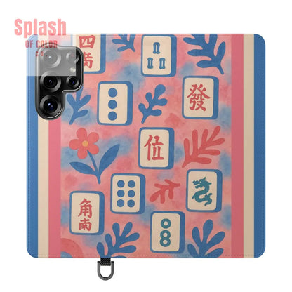 Mahjong Watercolor Artistic Flip Case for Phones Stylish Wallet Cover Trendy Phone Accessory Ideal Gift for Friends
