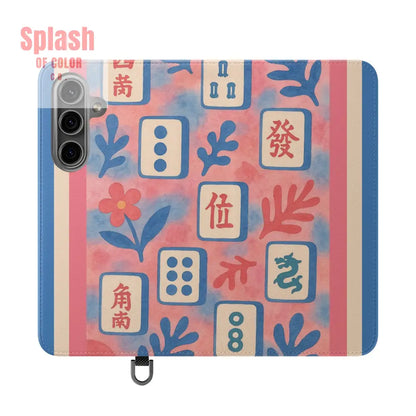 Mahjong Watercolor Artistic Flip Case for Phones Stylish Wallet Cover Trendy Phone Accessory Ideal Gift for Friends