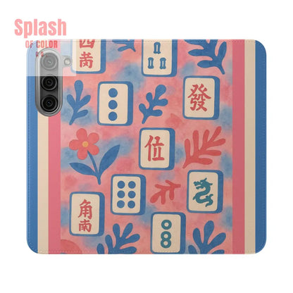 Mahjong Watercolor Artistic Flip Case for Phones Stylish Wallet Cover Trendy Phone Accessory Ideal Gift for Friends