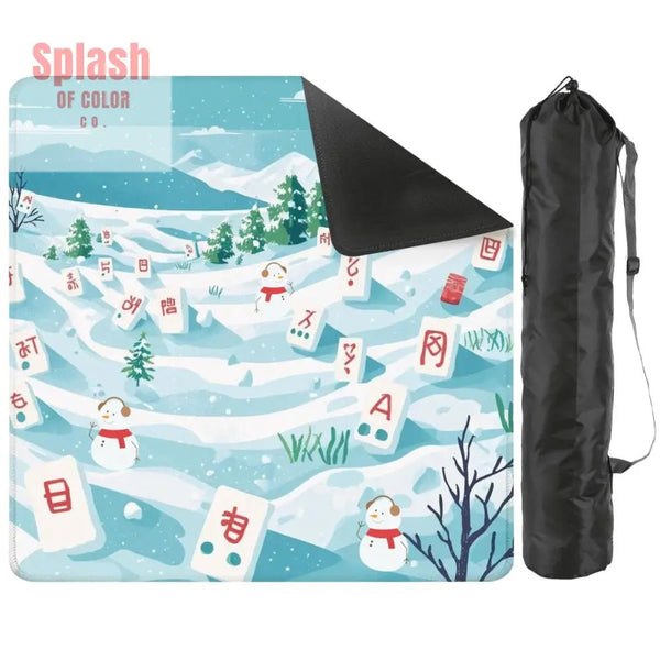 Mahjong Winter Wonderland Whimsical Snowboarding Mahj Game Mat - Splash of Color co.